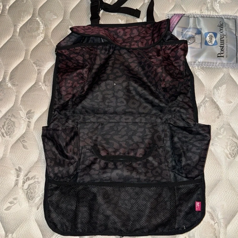 MYTAGALONGS Backseat Organizer leopard cheetah mesh black grey gray car auto